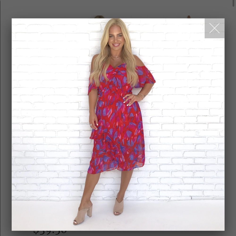 Dainty Hooligan Red Printed MIDI Dress